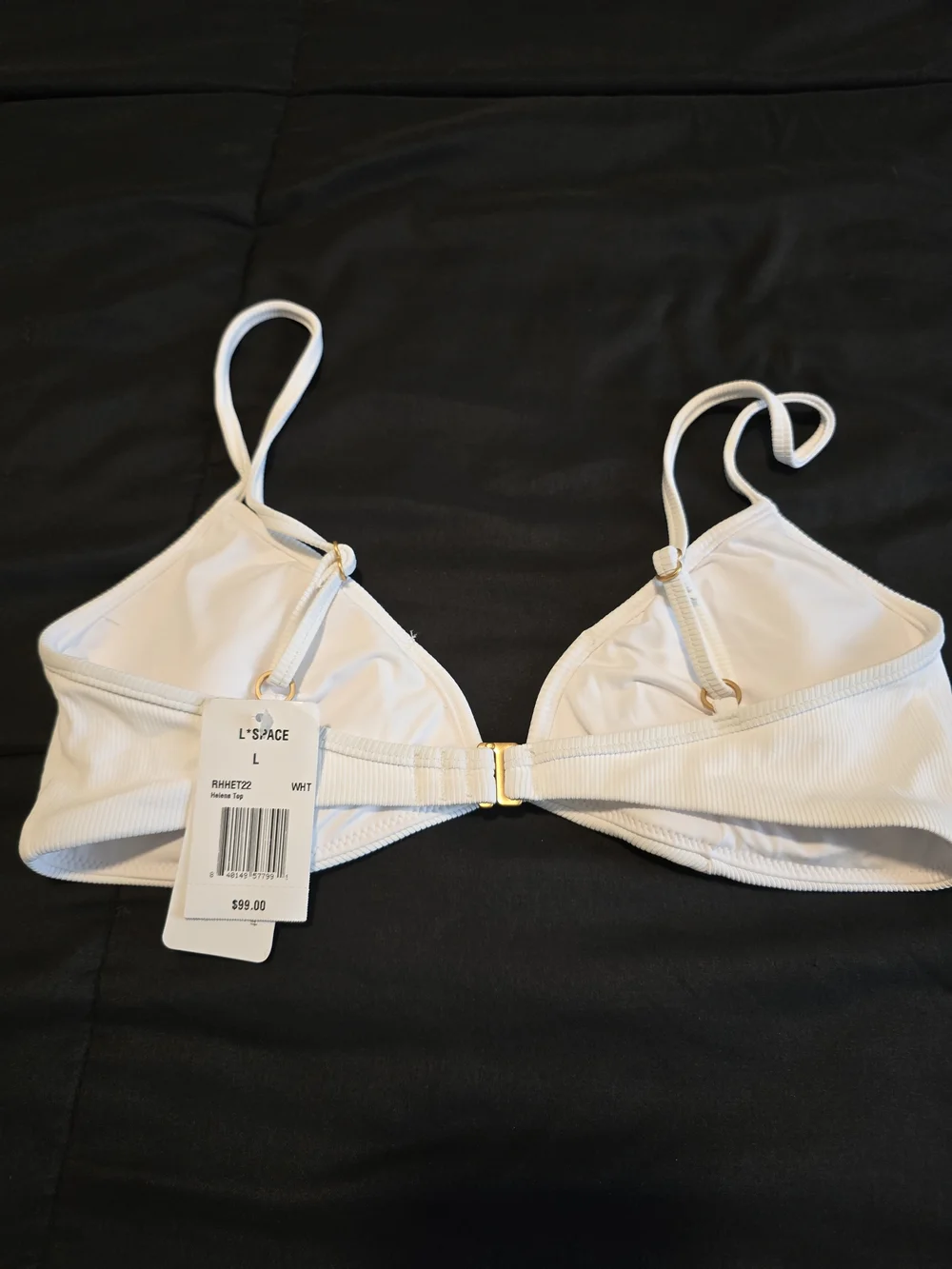 L*Space Womens Bikini Helena Top Swimwear White NWT Size Large‎